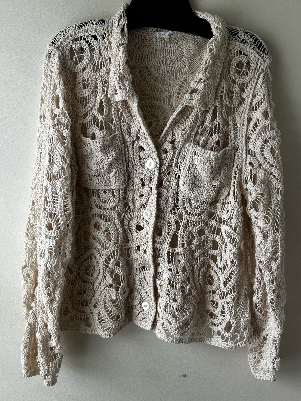 Boho Indie Maurice’s Crochet Lace Shacket Top Cream XXL - Picture 2 of 8
